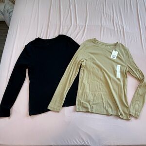 Black and Tan Long Sleeve Tops, Size L